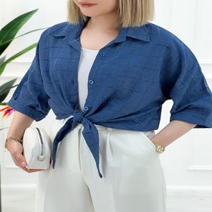 خرید اینترنتی قیمت شومیز گره‌ای چهارخونه زنانه | تاتاتا