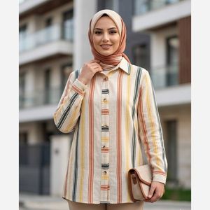 خرید اینترنتی قیمت شومیز مانتویی لینن مدل ژینا