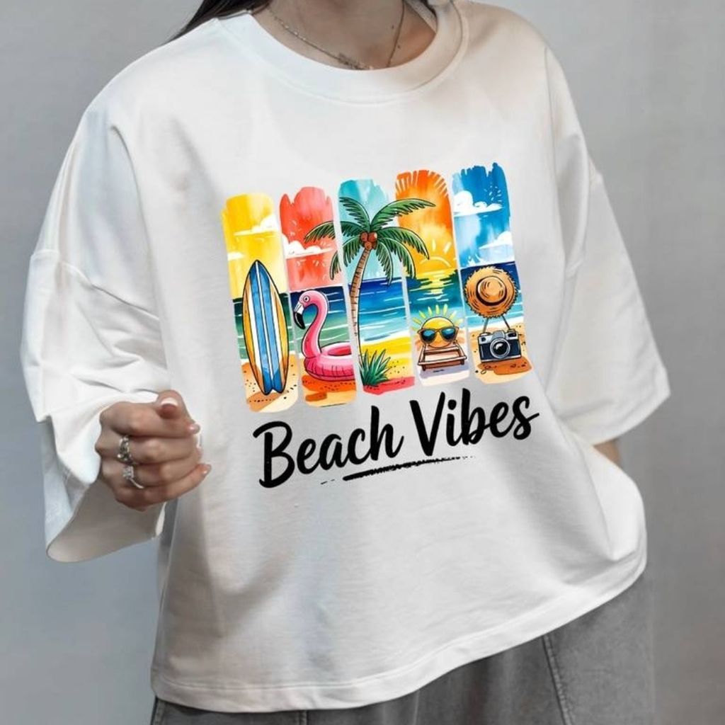قیمت ارزان تیشرت باکسی beach vibes