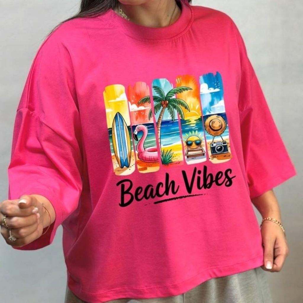 قیمت ارزان تیشرت باکسی beach vibes