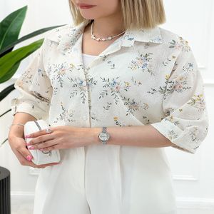 خرید اینترنتی قیمت شومیز سفید گلدار نگین دار | تاتاتا