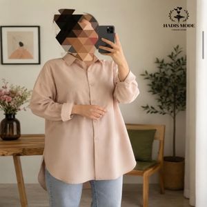 شومیز مانتویی زنانه دخترانه کرمی نخی وارداتی برند LALUNE