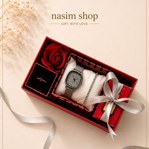 باکس هدیه زنانه لوکس | ادکلن باکارات، ساعت، دستبند و انگشتر