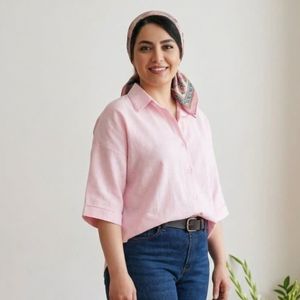 شومیز مانتو لنین آستین پاکتی فری سایز از 36 تا 44