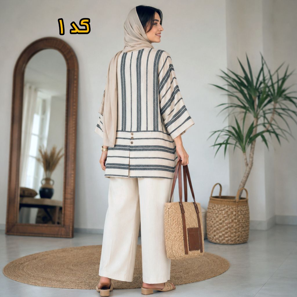 خرید انلاین مانتو تابستانه فری سایز پارچه لینن Linen خنک و سبک