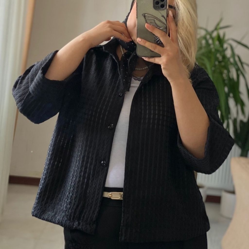 خرید اینترنتی شومیز باکسی شیشه ای ارش