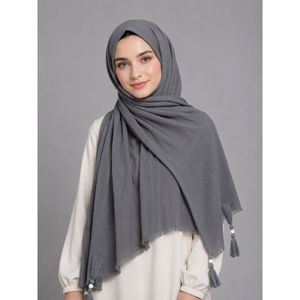 شال پلیسه منگوله دار ساده کد 114