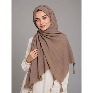 شال پلیسه منگوله دار ساده کد 110