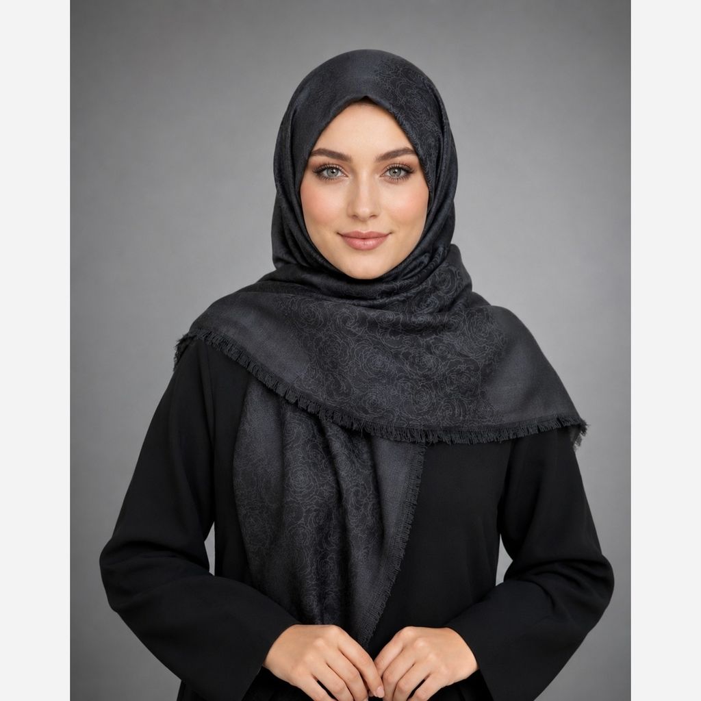 خرید اینترنتی قیمت روسری ژاکارد ابریشم رنگ نوک مدادی قواره 120 کدM03