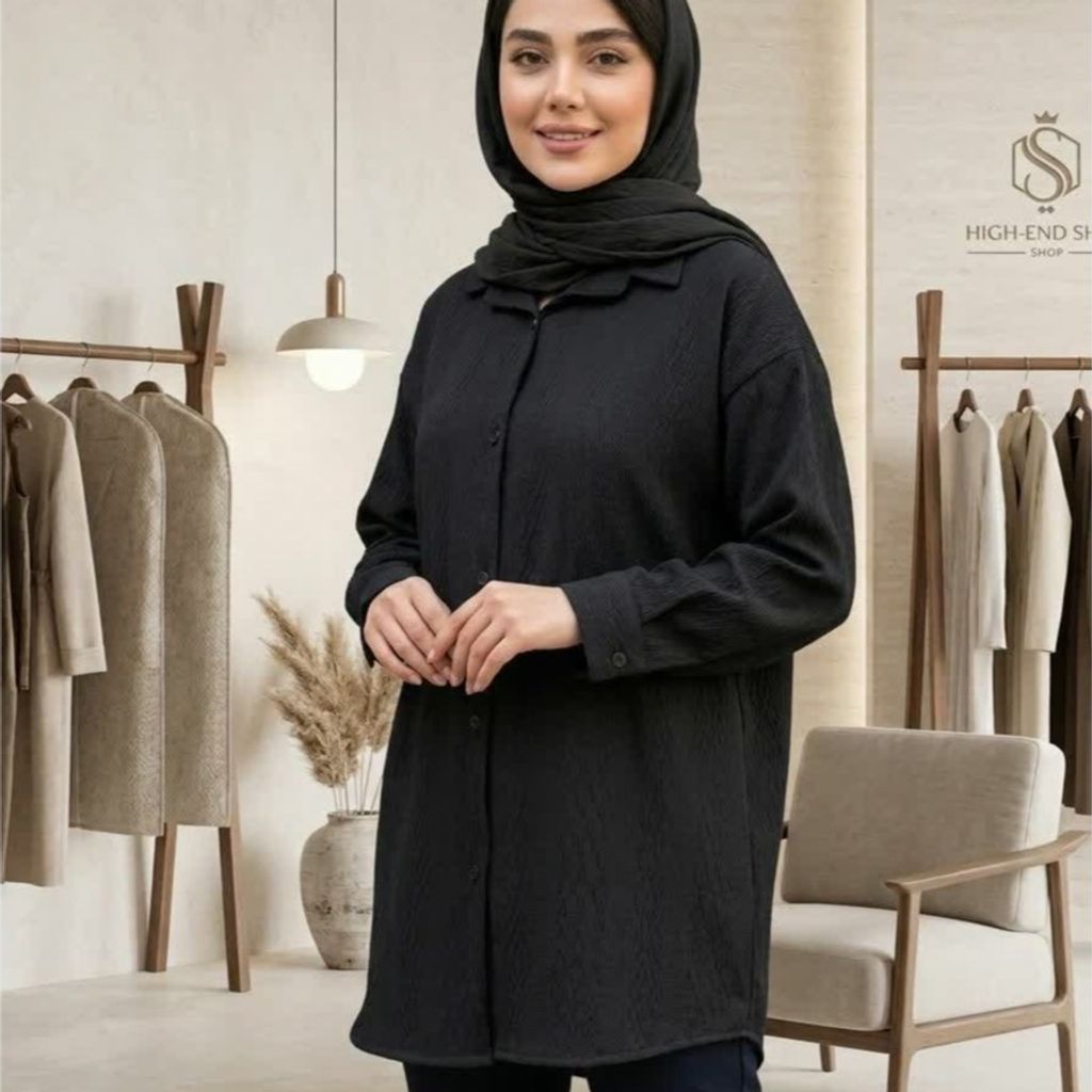 خرید اینترنتی قیمت شومیز مشکی فری سایز از سایز 38 تا 44
