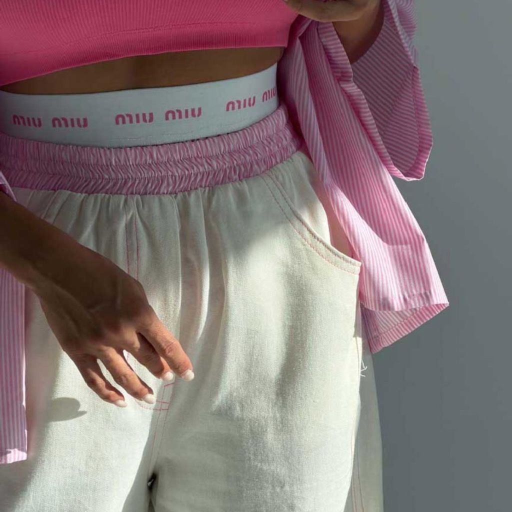 خرید آنلاین ست شومیز و شلوار راه راه MIU MIU کد 160976