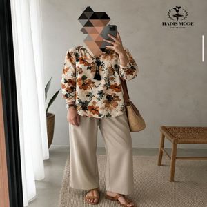 شومیز تونیک جلو بسته زنانه کریشه گلدار