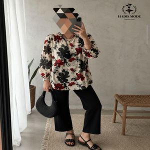 خرید اینترنتی قیمت شومیز تونیک جلو بسته زنانه کریشه گلدار