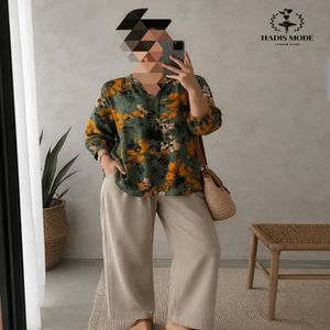 خرید اینترنتی قیمت شومیز تونیک جلو بسته زنانه کریشه گلدار