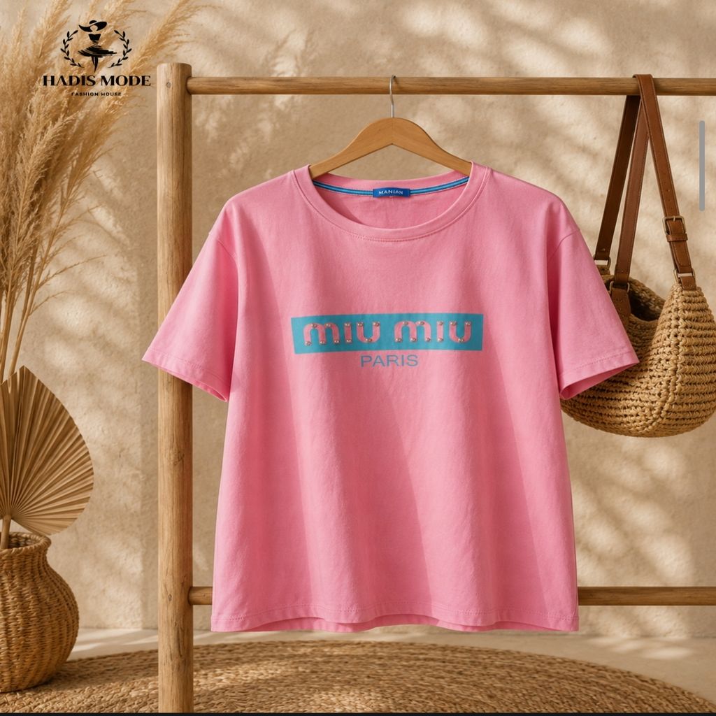 خرید اینترنتی قیمت تیشرت زنانه دخترانه نخ پنبه سایز بزرگmiu miu  فری سایز