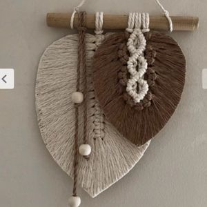 آویز برگ مکرومه دکوری دوبرگ مدل پناه