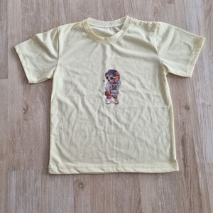 تیشرت دخترانه ملانژ رنگی یقه گرد چاپدار سایز 45 و 50