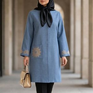 مانتو گلدوزی مدل خورشید شانتون اسلپ
