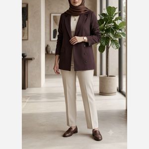 قیمت ارزان مانتو کتی لینن مدل الی قهوه ای