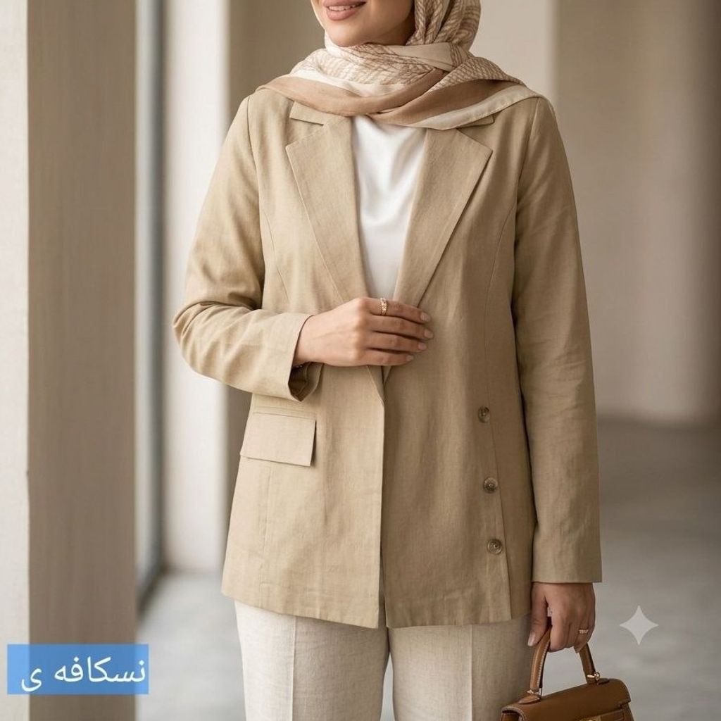 خرید آنلاین مانتو کتی لینن مدل الی نسکافه ای