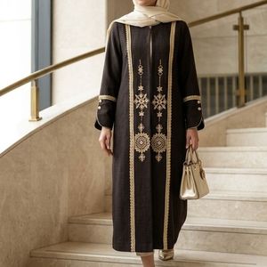 مانتو گلدوزی شانتون اسلپ آوا قهوه ای