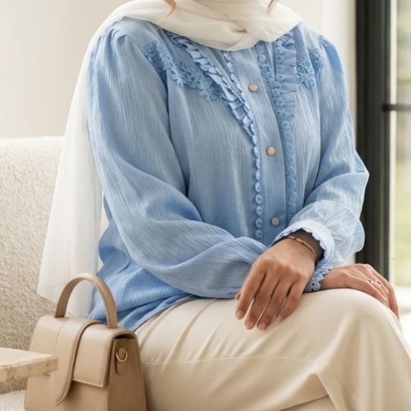شومیز مجلسی مدل حسنا آبی