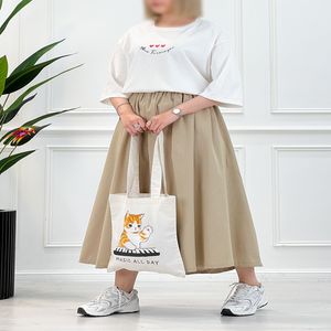 دامن بلند لینن خنک آناشید - سیمانی