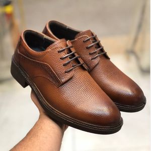 کفش چرم مردانه مدل افسری عسلی52