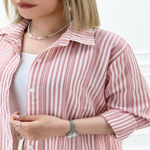 خرید اینترنتی قیمت مانتو شومیزی راه راه ریحانا
