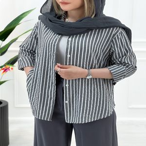 خرید اینترنتی قیمت مانتو شومیزی راه راه ریحانا