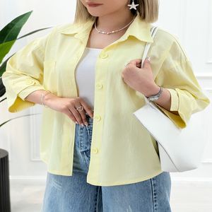 شومیز زنانه تابستانه پاگن دار - لیمویی - تاتاتا