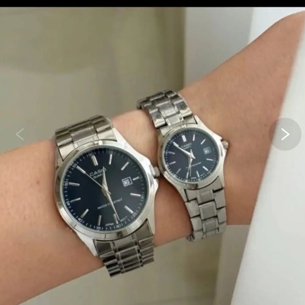 فروش اینترنتی ست ساعت مردانه و زنانه کاسیو casio استیل صفحه مشکی