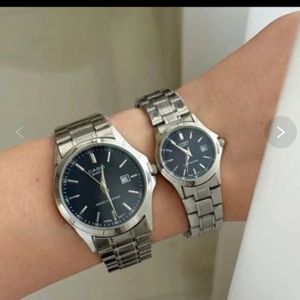 ست ساعت مردانه و زنانه کاسیو casio استیل صفحه مشکی