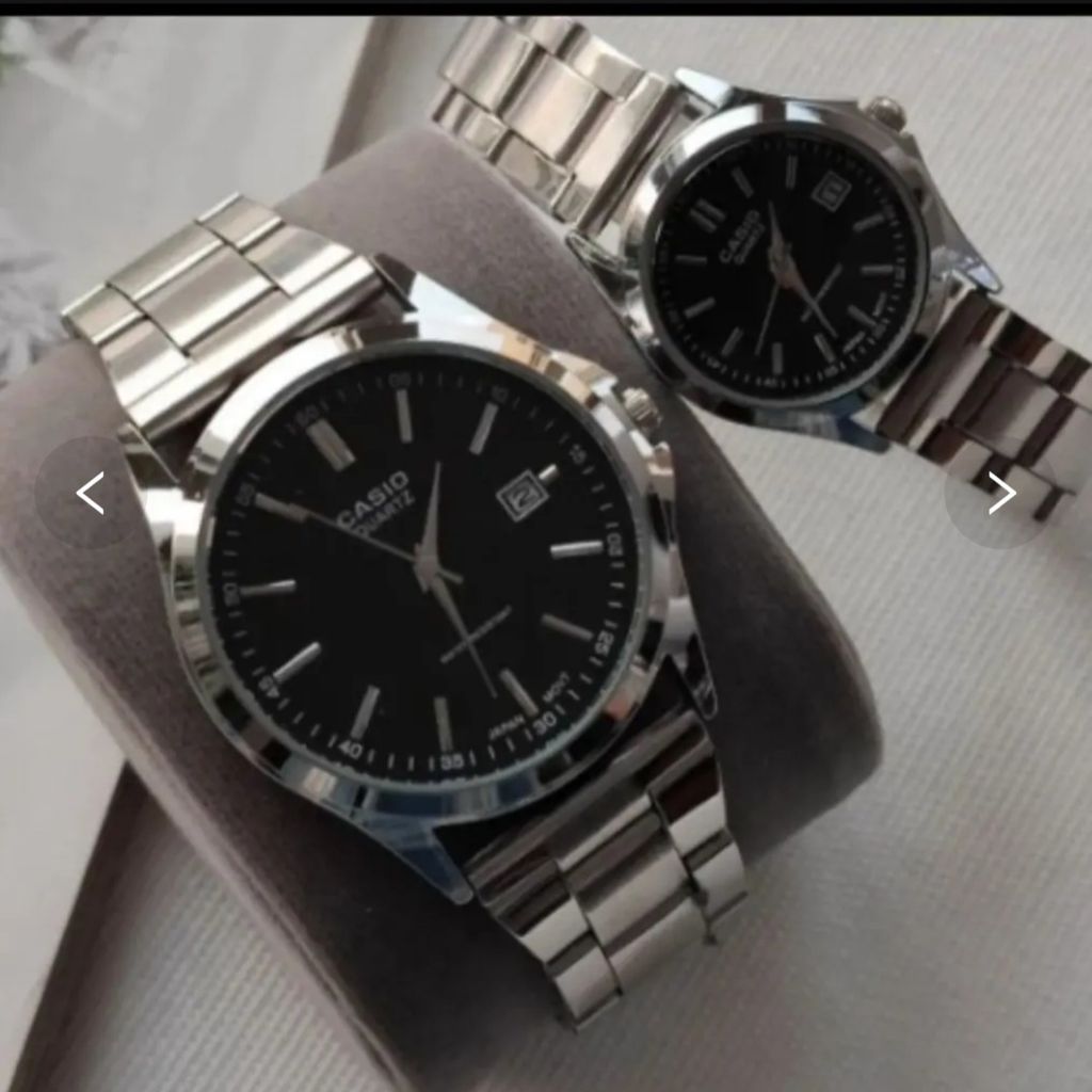 فروش اینترنتی ست ساعت مردانه و زنانه کاسیو casio استیل صفحه مشکی