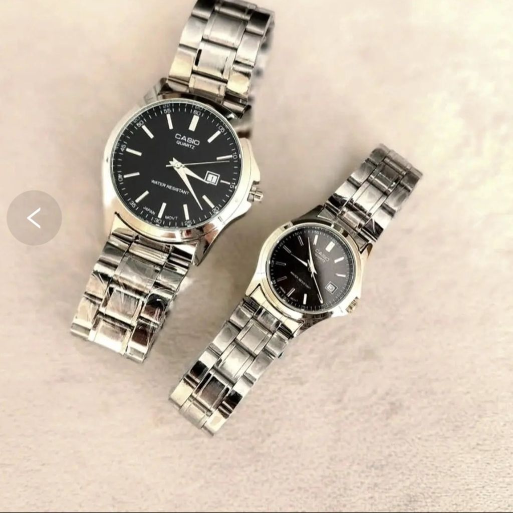 فروش اینترنتی ست ساعت مردانه و زنانه کاسیو casio استیل صفحه مشکی
