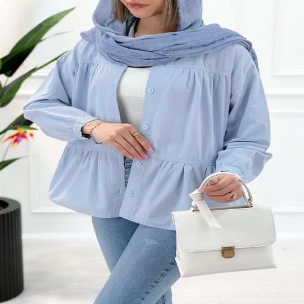 شومیز مانتویی عروسکی بهار - آبی - تاتاتا