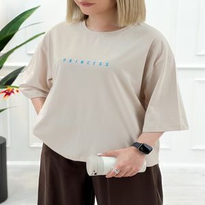 تیشرت لانگ زنانه پرنسس - کرم - تاتاتا