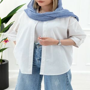 شومیز مانتو زنانه خنک لینن لنا - سفید - تاتاتا