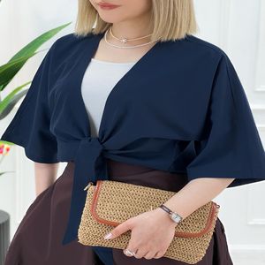 شومیز کوتاه جلو گره مهرا - سرمه‌ای - تاتاتا