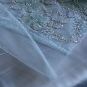 خرید اینترنتی قیمت پارچه دانتل فرانسه رباندوزی آبرنگی 1288