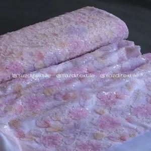 خرید اینترنتی قیمت پارچه دانتل فرانسه رباندوزی آبرنگی 1288