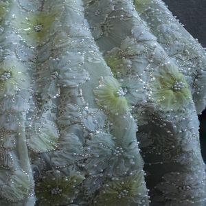 خرید اینترنتی قیمت پارچه دانتل فرانسه رباندوزی آبرنگی 1288