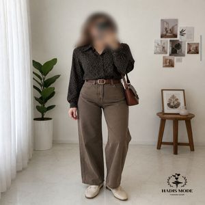 شومیز مجلسی کرپ دخترانه زنانه وارداتی برند WADOS قهوه ای