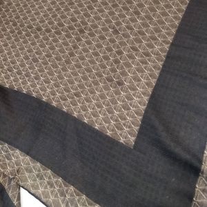قیمت ارزان روسری طرح دار نخی قواره 140 قهوه ای مشگی کرم