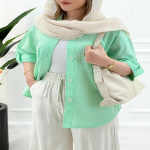 شومیز زنانه باکسی آستین سه ربع - سبز1 - تاتاتا