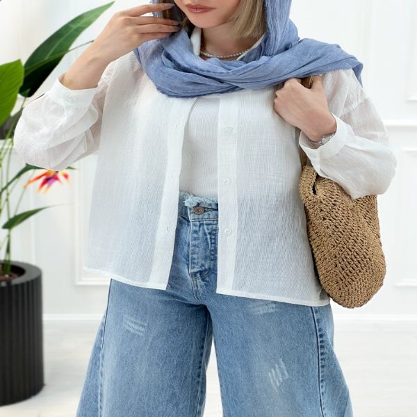 شومیز مانتویی شیشه‌ای - سفید - تاتاتا