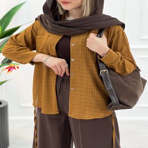 شومیز شیشه‌ای لیدیا - کاراملی - تاتاتا