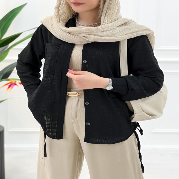 شومیز شیشه‌ای لیدیا - مشکی - تاتاتا