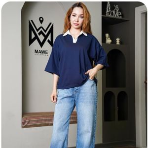 تی شرت باکسی یقه دار ماکان