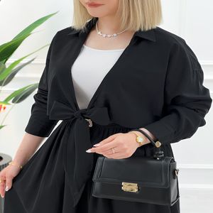 خرید اینترنتی قیمت شومیز کراپ جلوگره زنانه مانیا - تاتاتا